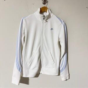 👉 Nike Girls White & Light Blue Full-Zip Track Jacket, Size Medium (8-10)
